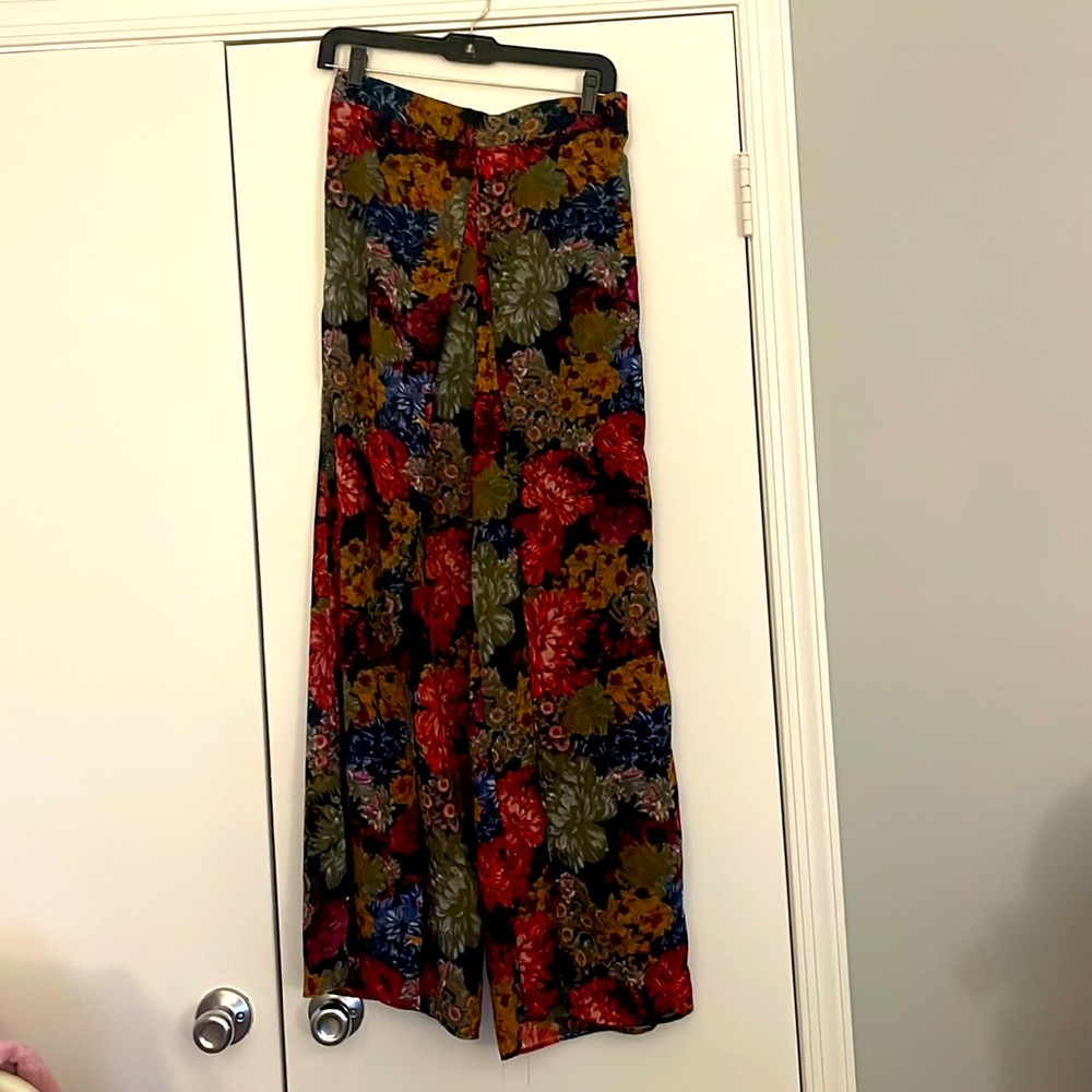 Wide Leg Floral High Waist Pants - Large (but IMO runs small)